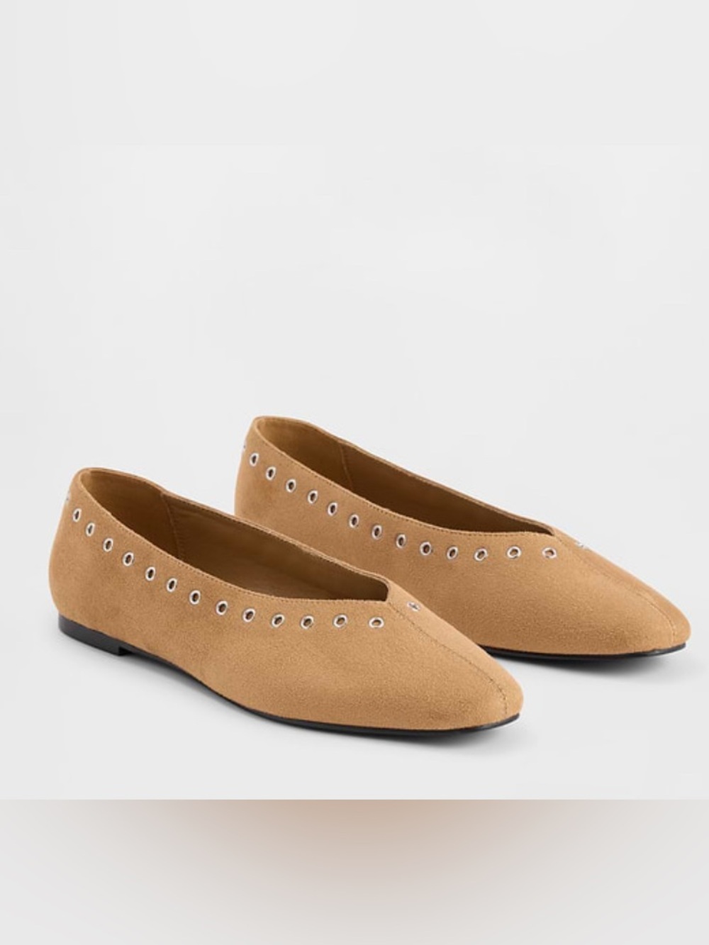 NIB/NWT Women's Tan Suede Ballet Flat with Grommet Detail - Picture 1 of 3